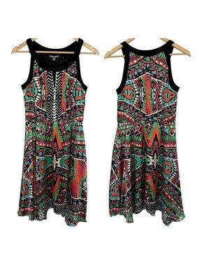 Roz&Ali Funky A-Line Dress Sz 8 Multicolor Halter Party Cocktail Artsy Casual